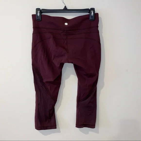 Lululemon maroon cropped leggings size 6 - Picture 2 of 4